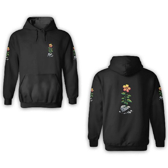Resilient flower blooming through the cracks 3D Hoodies