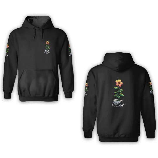 Resilient flower blooming through the cracks 3D Hoodies