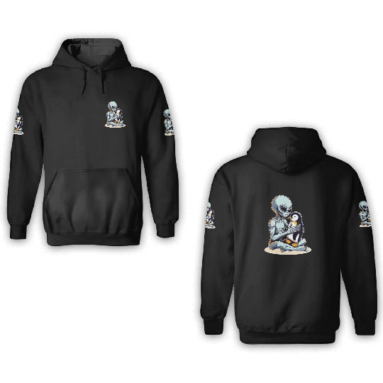 Alien Embracing Penguin 3D Hoodies