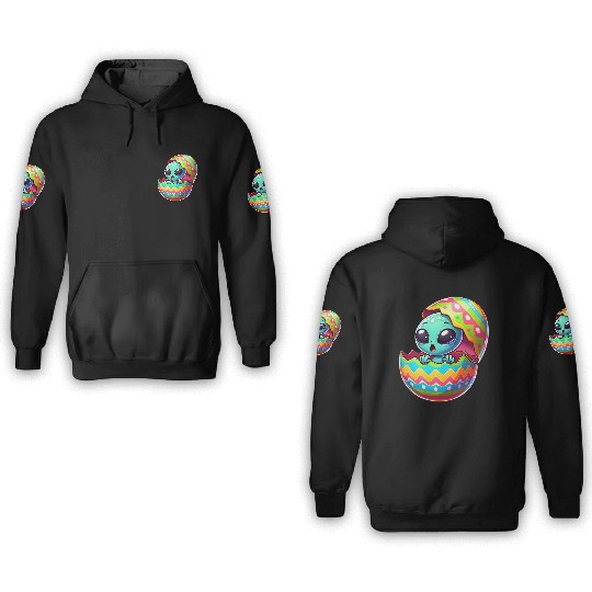 Colorful Alien Easter Egg Hatch Design 3D Hoodies