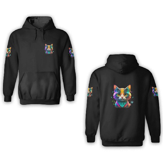 Whimsical Cat Dreams: HD Cartoon 3D Hoodies