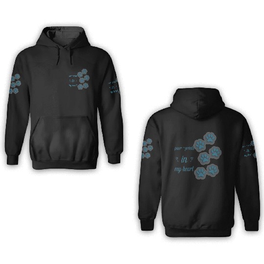 paw prints in my heart 3D Hoodies