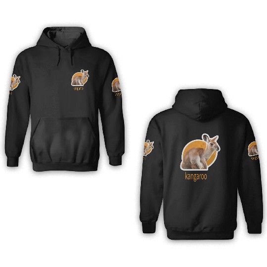 kangaroo animal design 3D Hoodies