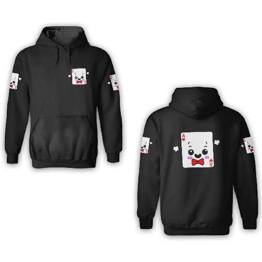 Kawaii Ace of Hearts Playing Card 3D Hoodies