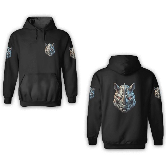 Rhinoceros mech 3D Hoodies