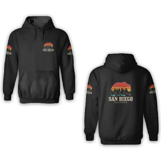 San Diego California Bear Souvenir 3D Hoodies