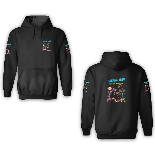 Neon Waves Squad: Join the Surfing Team 3D Hoodies