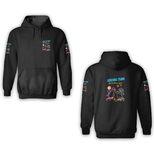 Neon Waves Squad: Join the Surfing Team 3D Hoodies