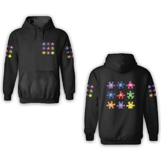Genealogy Jigsaw Puzzle Pieces 3D Hoodies