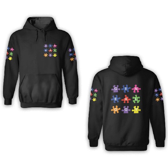 Genealogy Jigsaw Puzzle Pieces 3D Hoodies