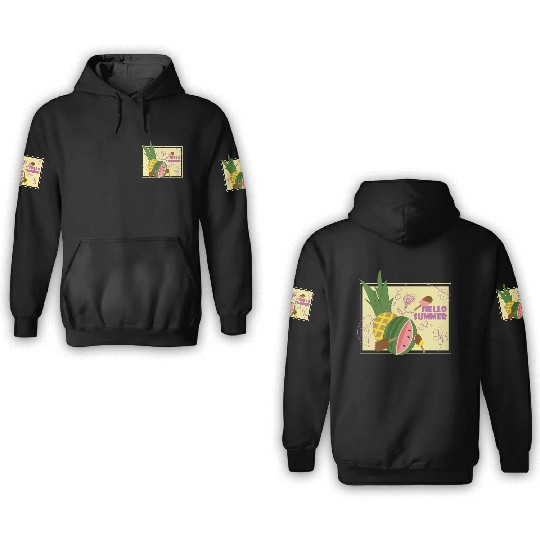 Hello summer fruit ice cream flowers & butterfly 3D Hoodies