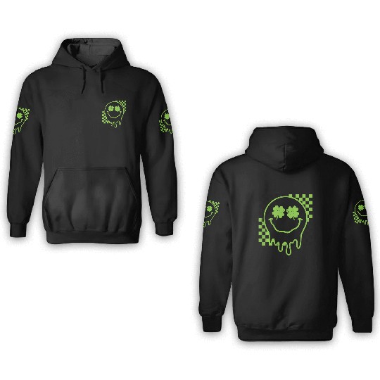 Groovy St Patricks Day Retro Smile Face 3D Hoodies