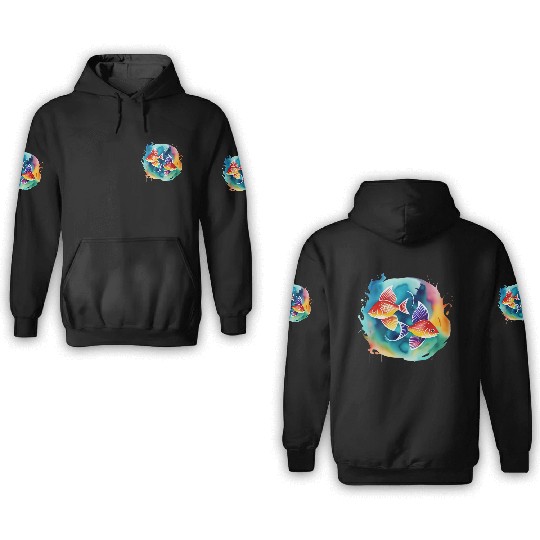 Color splash zodiac: Pisces 3D Hoodies