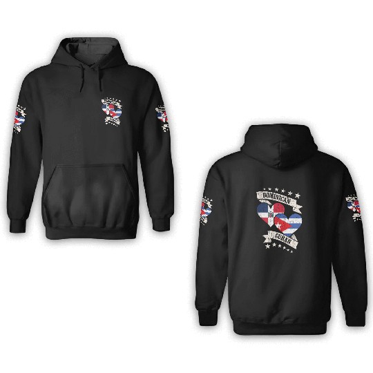 Dominican Cuban Heart Flags Dominican Republic Cub 3D Hoodies