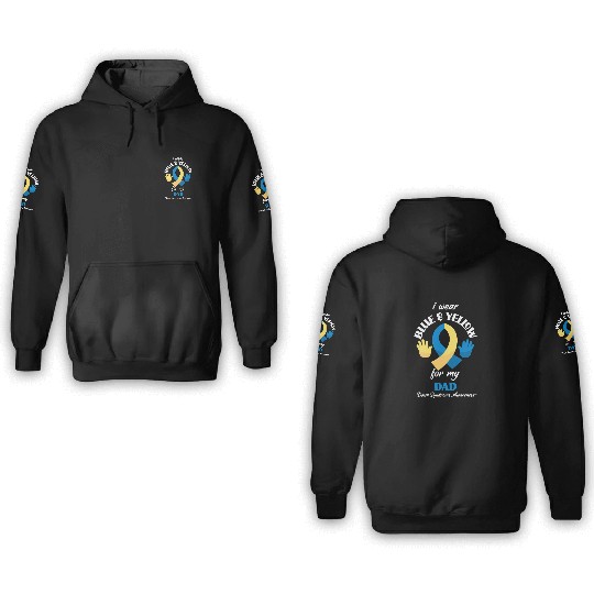 I Wear Blue Yellow Dad Down Syndrome Awareness 3D Hoodies