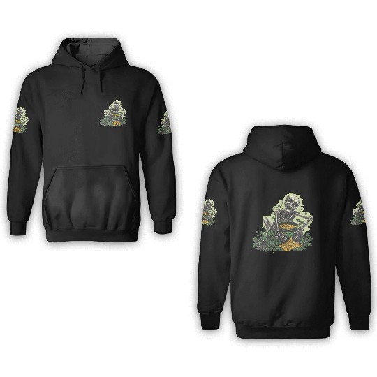 St Patricks Skeleton Pot of Gold 3D Hoodies