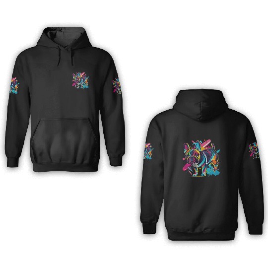 Neon Paws: French Bulldog in 80s Pop Art Style 3D Hoodies