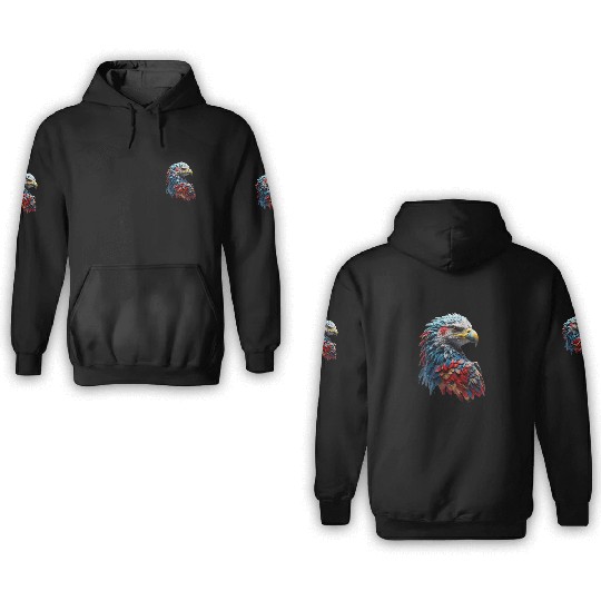Default Beautiful majestic eagle made of colorful 3D Hoodies