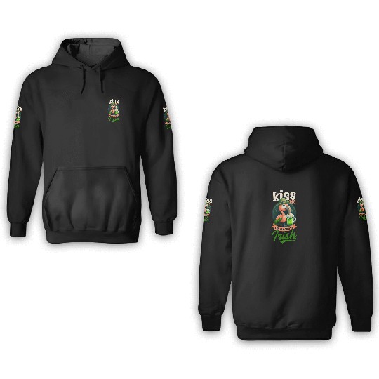 Irish Flamingo St Patricks Kiss I'm Flocking Irish 3D Hoodies