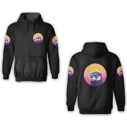 Synthwave Otter 1 3D Hoodies