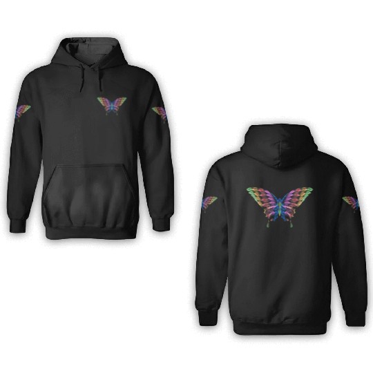Neon Tie Dye Butterfly 1 3D Hoodies