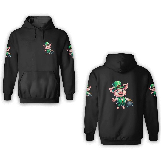 Cute St. Patrick's Piglet 3D Hoodies
