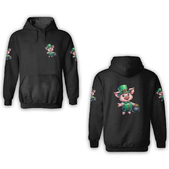 Cute St. Patrick's Piglet 3D Hoodies