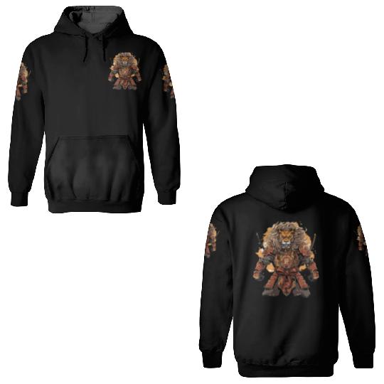Samurai Katana Sword Anime Lion Manga Warrior 3D Hoodies