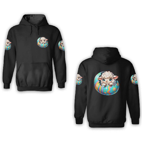Colorful Lamb Hatching from Easter Egg Cartoon 3D Hoodies