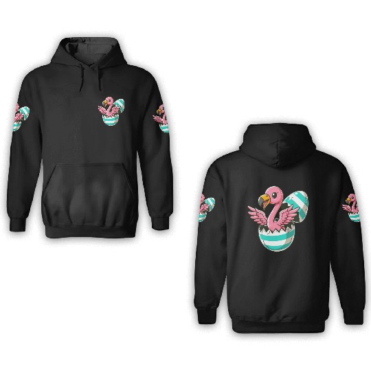 Flamingo Hatching from Easter Egg Easter Surprise 3D Hoodies