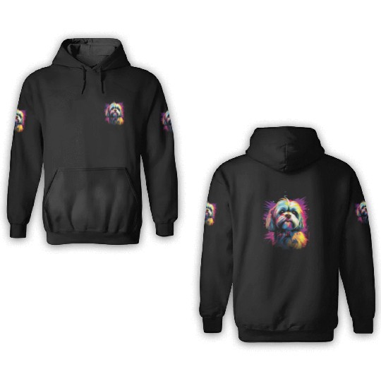 Watercolor Colorful Shih Tzu 3D Hoodies