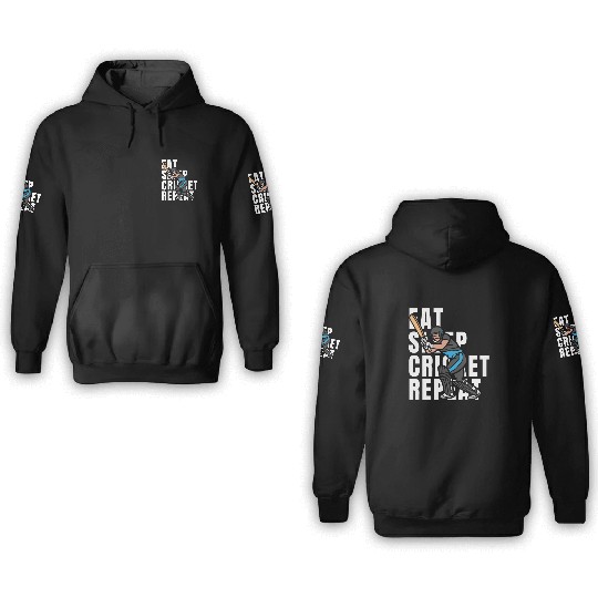 Eat Sleep Cricket Repeat 3D Hoodies