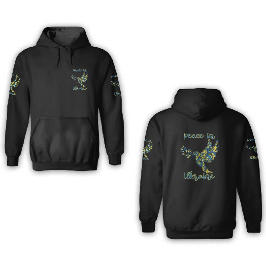 Dove of peace in Ukraine drawing in national color 3D Hoodies