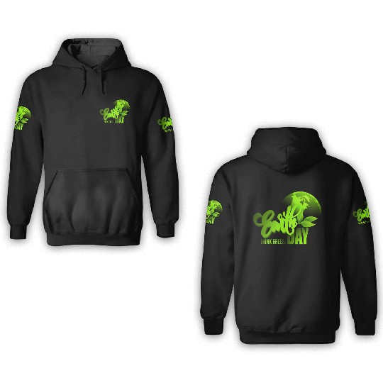 Earth day black bg 3D Hoodies