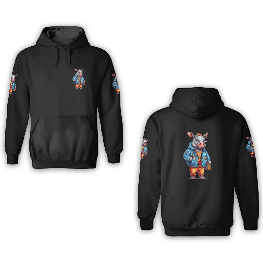 Cute Rhinoceros Cartoon 3D Hoodies