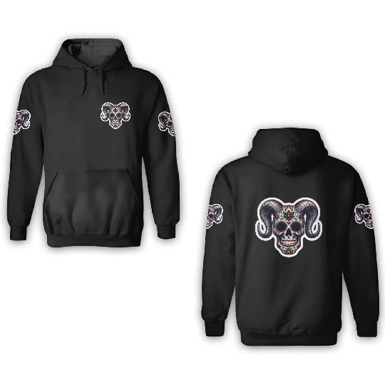 Enchanted Horns: Sugar Skull- Sugar Skull 3D Hoodies