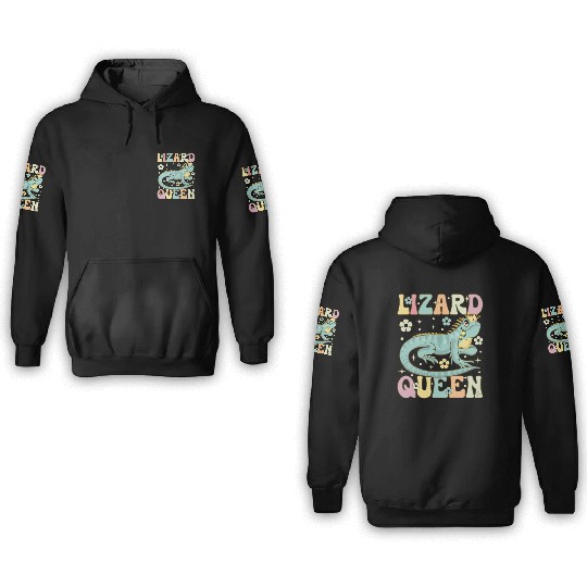 Lizard Queen Groovy Bearded Dragon Lizard Lover 3D Hoodies
