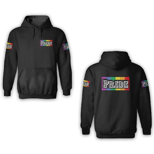 PRIDE w/ Vertical Rainbow 3D Hoodies