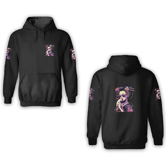 Japanese Geisha in Kimono, Geishas from Kyoto 3D Hoodies