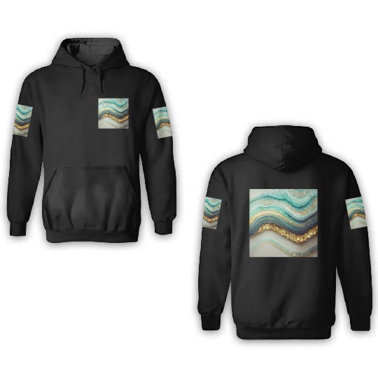 Teal Agate Geode Stone 3D Hoodies