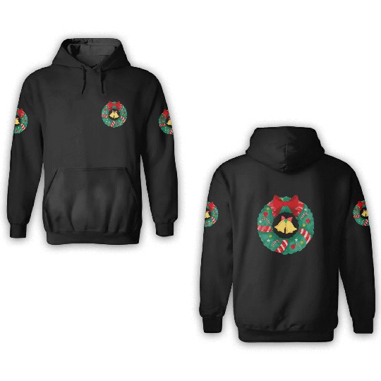 Christmas Wreath with Bells 3D Hoodies
