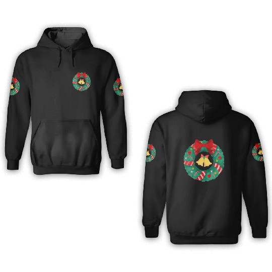 Christmas Wreath with Bells 3D Hoodies