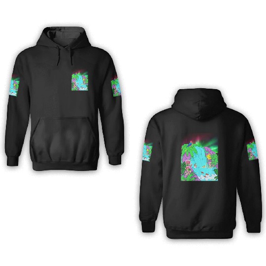 Northern Lights Waterfall Serenity with Swimmers 3D Hoodies