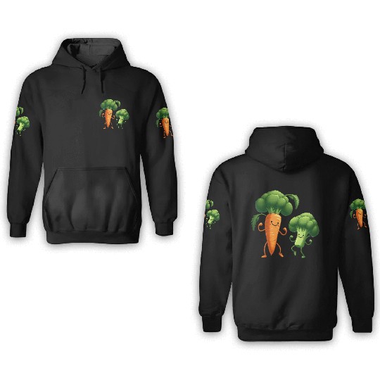 Carrot Dancing with Broccoli 3D Hoodies