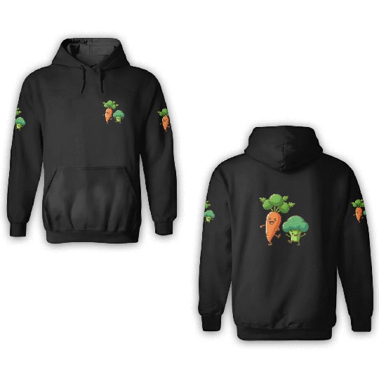 Carrot Dancing with Broccoli 3D Hoodies