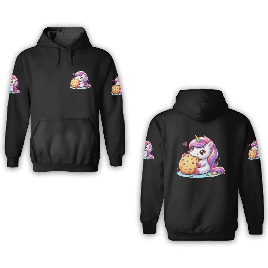 Unicorn Enjoying a Cookie 3D Hoodies