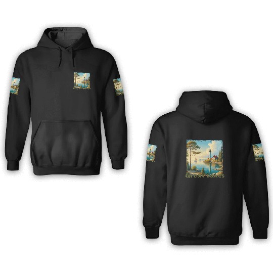 Great Lakes USA - Sailing and Motorboating 3D Hoodies