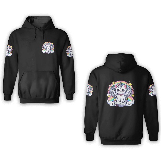Celestial Charm Unicorn Cat 3D Hoodies