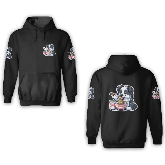 Border Collie Love Ramen 3D Hoodies