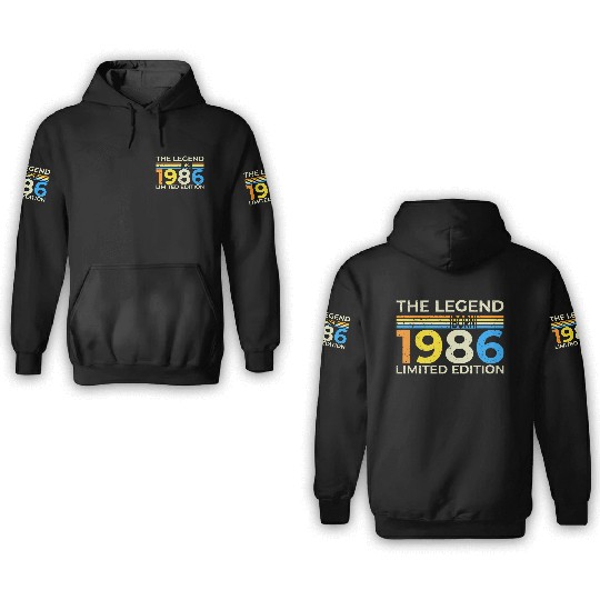 The Legend 1986 Logo Design Limited Edition 3D Hoodies